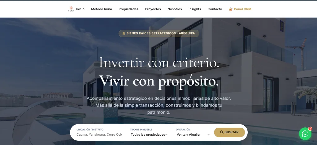 RUNA Desarrolladora Inmobiliaria - Plataforma Web